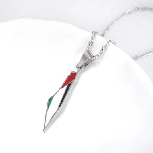 Stainless Steel Palestine Map Pendant Necklace Drip Oil Map