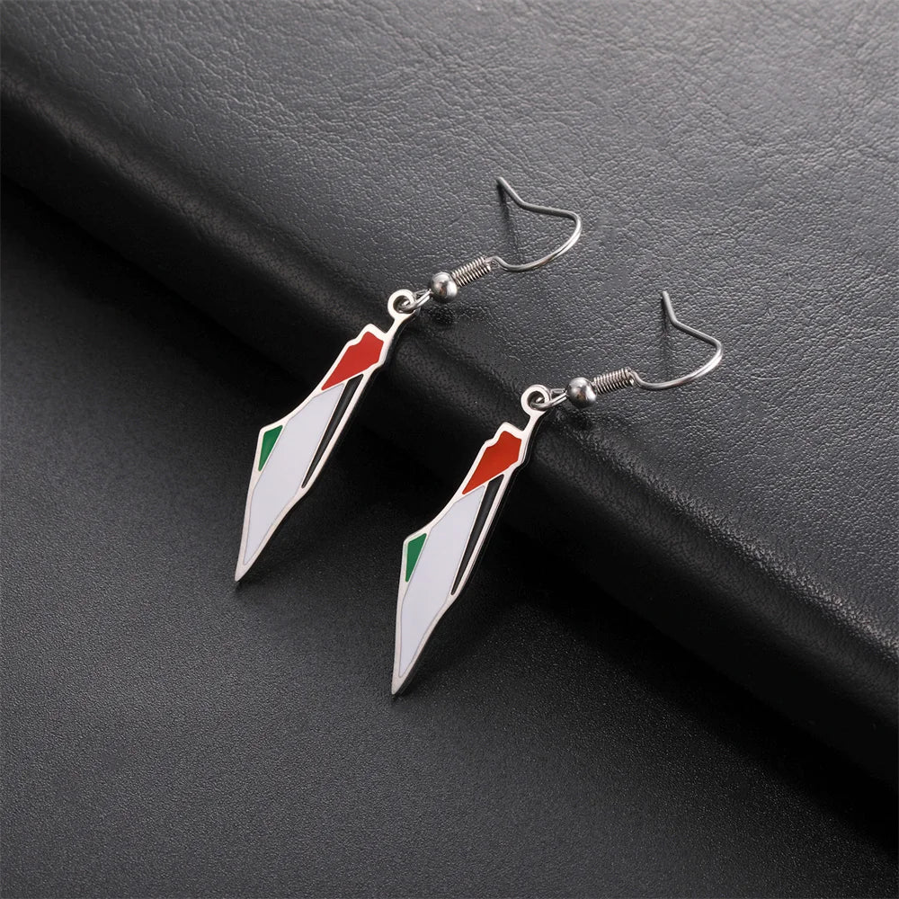 Stainless Steel Palestine Map Drop Earrings