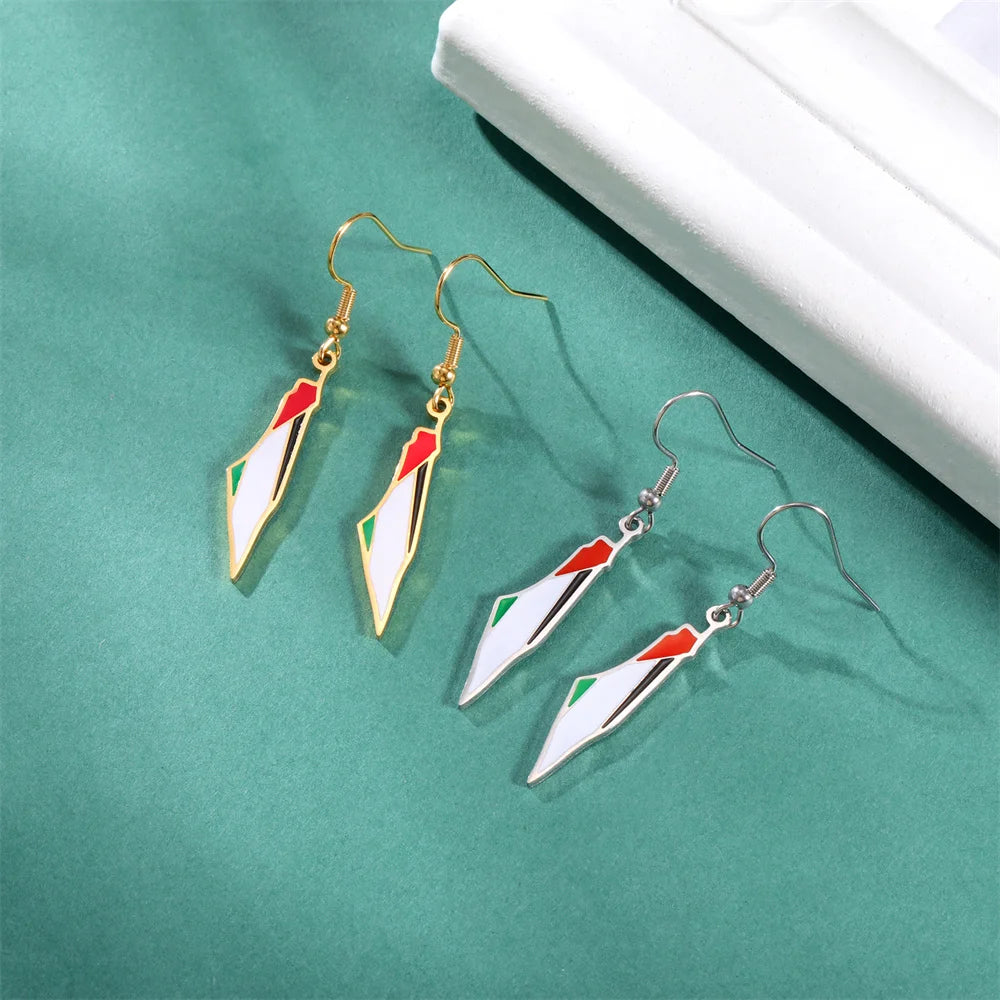 Stainless Steel Palestine Map Drop Earrings