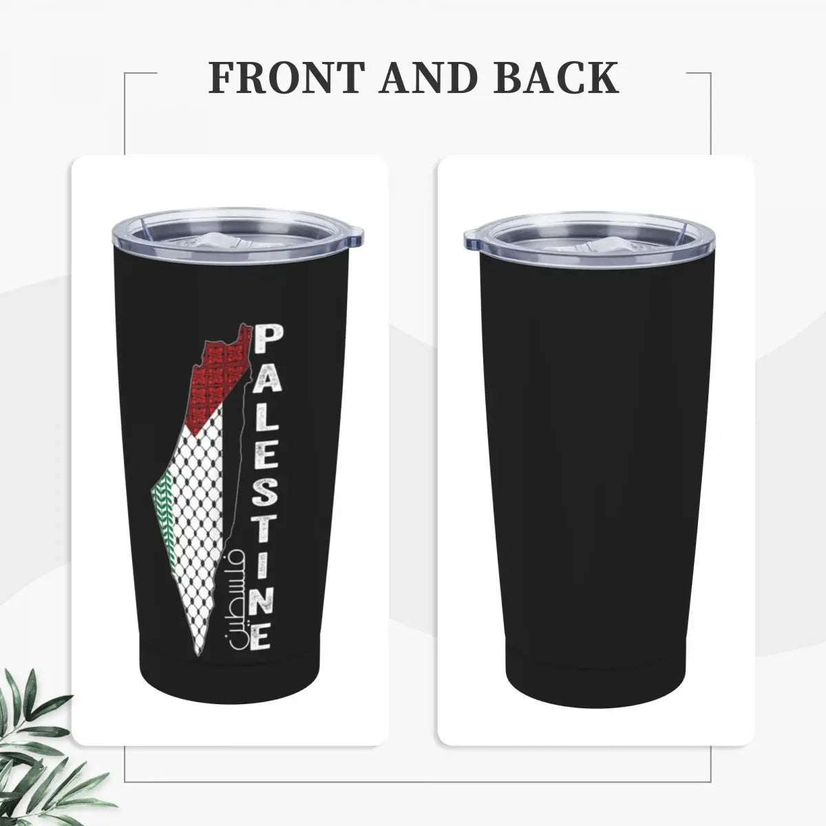 Palestinian Keffiyeh Map Insulated Tumbler with Straws Lid Stainless Steel Thermal Mug