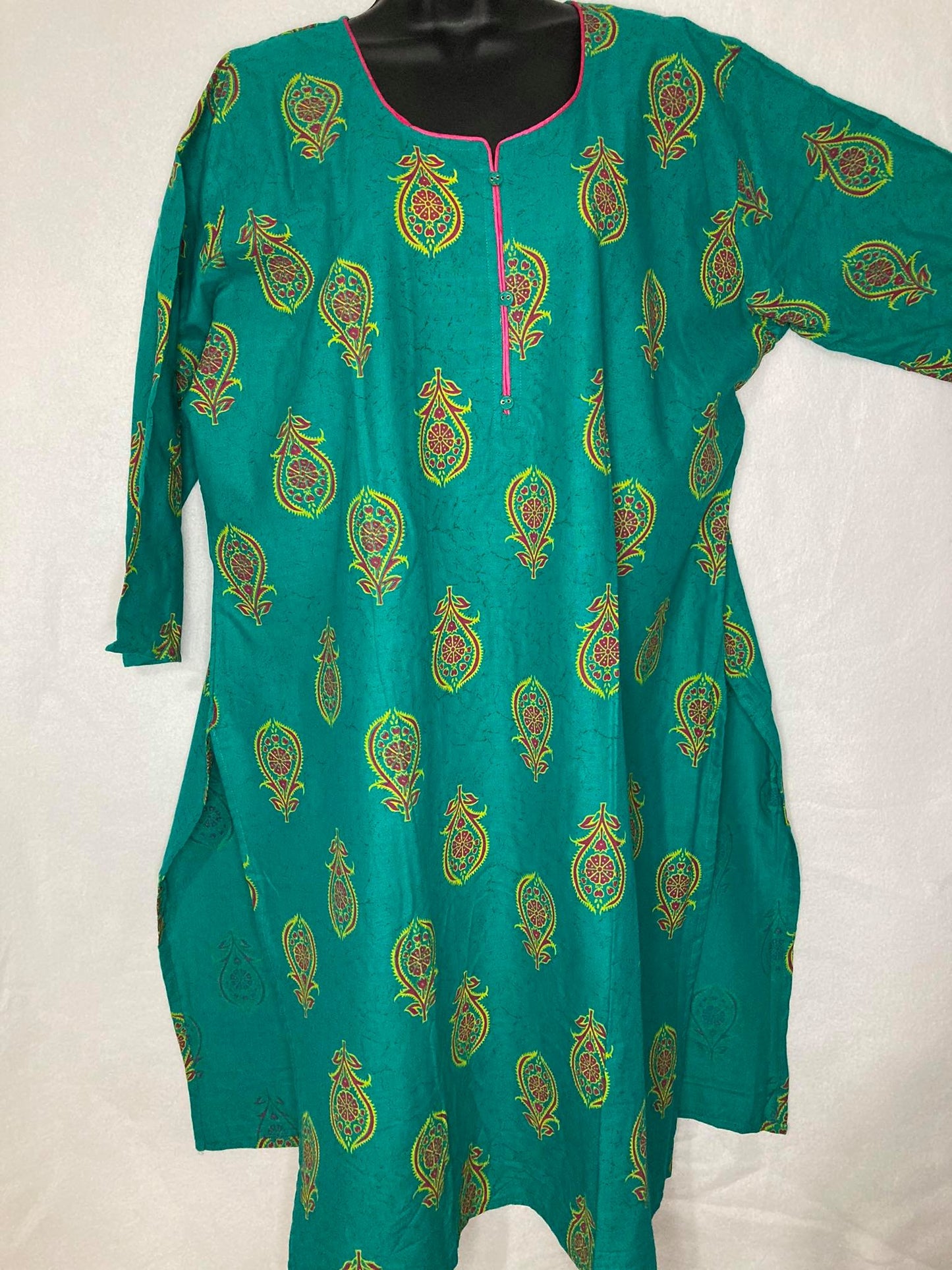 Size 16 (XL) Printed Long Cotton Indian Tunics [Many colors and patterns]