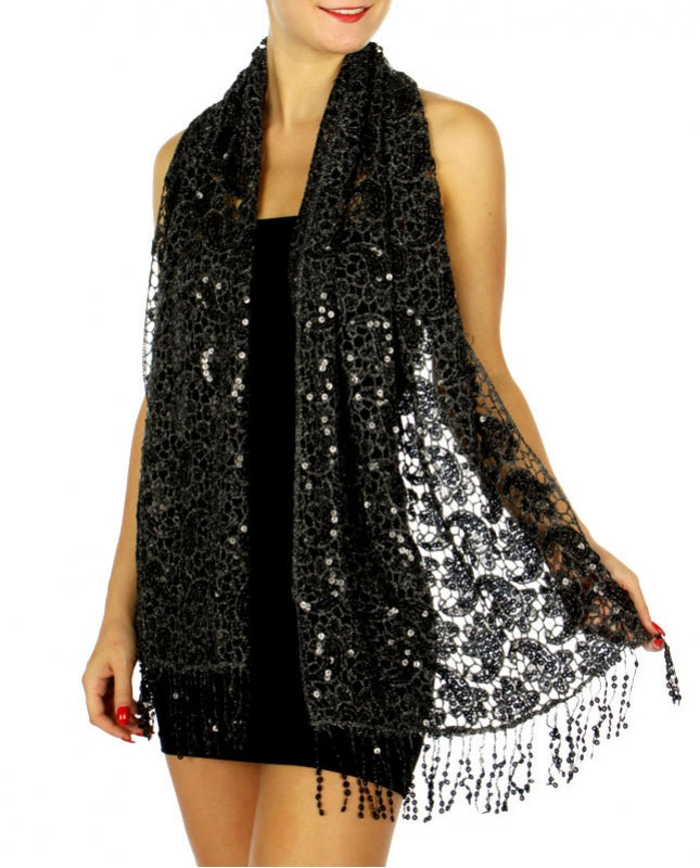 Sequins Paisley Shawl