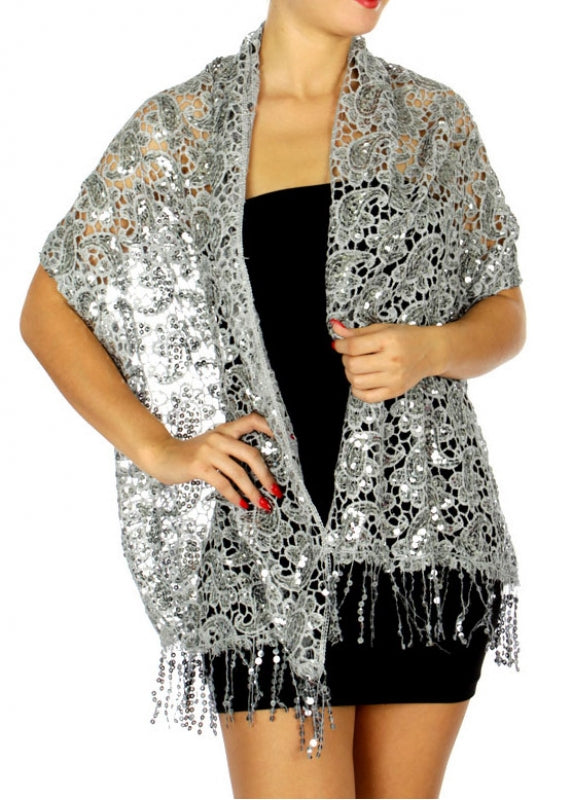 Sequins Paisley Shawl